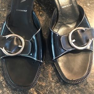 Prada open toe kitten heel sandals